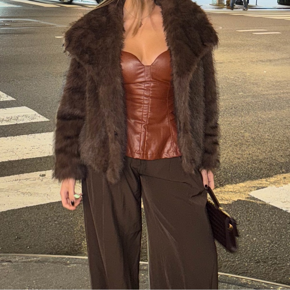 Brown faux fur jacket